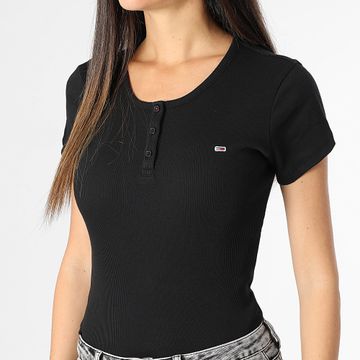 Tommy Jeans - T-shirt donna con bottoni sottili 9502 nero
