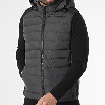 Mackten - Cappotto senza maniche con cappuccio grigio antracite