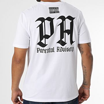 Parental Advisory - Tee Shirt Oversize Large Logo Gothic Back Bianco