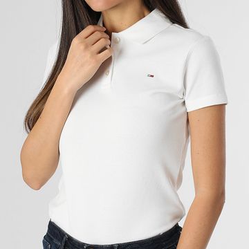 Tommy Jeans - Polo donna Essential 0160 bianca a manica corta