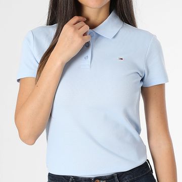 Tommy Jeans - Essential 0160 Polo donna Slim manica corta Azzurro