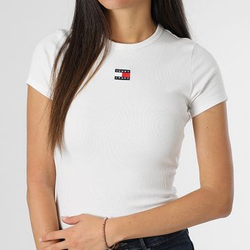 Tommy Jeans - Tee Slim da donna Badge 0463 Bianco