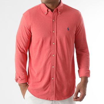 Polo Ralph Lauren - Camicia Oxford a maniche lunghe rosa screziato