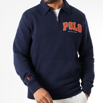 Polo Ralph Lauren - Top in felpa con scollo a zip in pile logo Navy