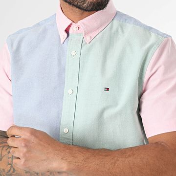 Tommy Hilfiger - Camicia a maniche corte Heritage Oxford Club 7537 Rosa Blu Verde