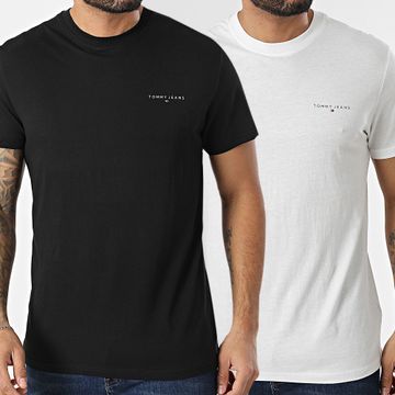 Tommy Jeans - Set di 2 camicie slim lineari 0353 bianco nero