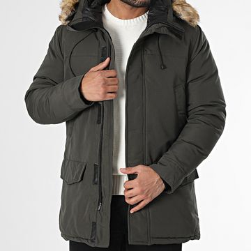 Frilivin - Parka con cappuccio in pelliccia verde kaki