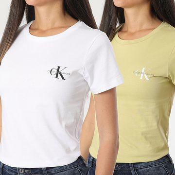 Calvin Klein - Set di 2 camicie da donna slim 9734 bianco verde chiaro