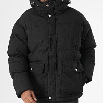 Frilivin - Piumino nero floreale con cappuccio