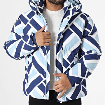 Frilivin - Giacca con cappuccio bianco azzurro navy