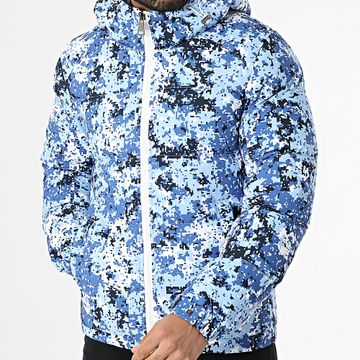 Frilivin - Giacca con cappuccio blu chiaro Camouflage blu reale