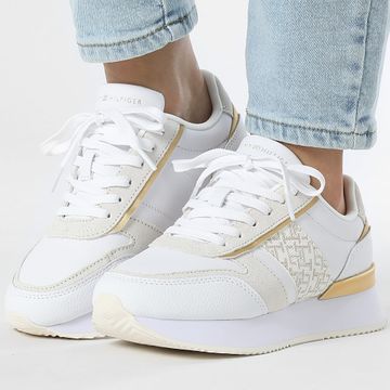Tommy Hilfiger - Lux Monogram Runner 8387 Bianco Avorio Petal Scarpe da ginnastica da donna