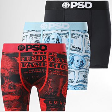 PSD - Confezione da 3 boxer 424180192 Nero Rosso Azzurro