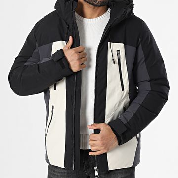 Frilivin - Cappotto con cappuccio nero beige grigio carbone