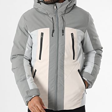 Frilivin - Cappotto con cappuccio grigio beige