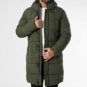 Kymaxx - Giacca lunga con cappuccio verde kaki