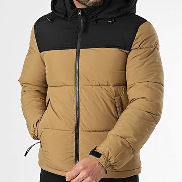 Kymaxx - Cappotto con cappuccio nero Camel