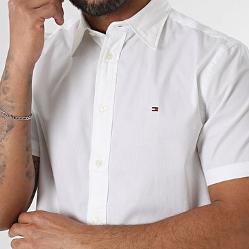 Tommy Hilfiger - Flex Poplin Solid 7584 Camicia bianca a maniche corte