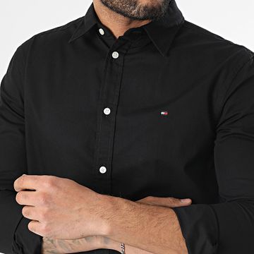 Tommy Hilfiger - Camicia a maniche lunghe Flex Popeline Kent Collar 8137 Nero
