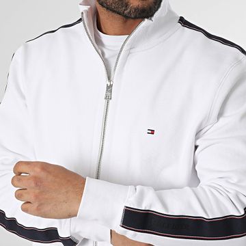Tommy Hilfiger - Felpa Global Stripe Zip 7468 Bianco