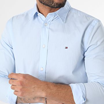Tommy Hilfiger - Camicia a maniche lunghe Flex Popeline Kent Collar 8137 Azzurro