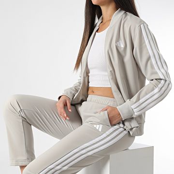 Adidas Sportswear - Tuta donna 3 strisce JD2686 Beige