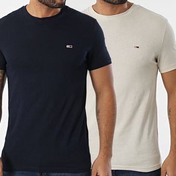 Tommy Jeans - Set di 2 magliette in jersey 0687 Beige Blu Navy