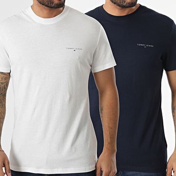 Tommy Jeans - Set di 2 camicie slim lineari 0353 bianco blu navy