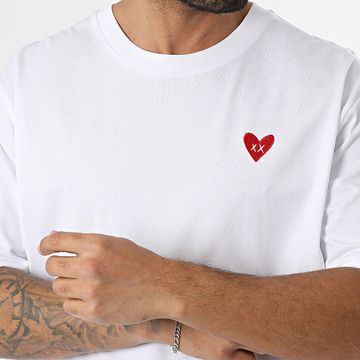 Luxury Lovers - Tee Shirt Oversize Grande Ricamo Cuore Bianco