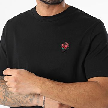 Luxury Lovers - Tee Shirt Oversize Large Embroidery Roses Nero