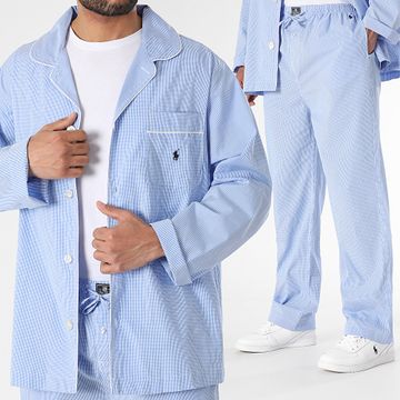 Polo Ralph Lauren - Camicia azzurra a maniche lunghe e set di pantaloni a quadri