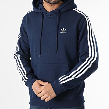 Adidas Originals - Felpa con cappuccio 3 strisce IL2489 blu navy