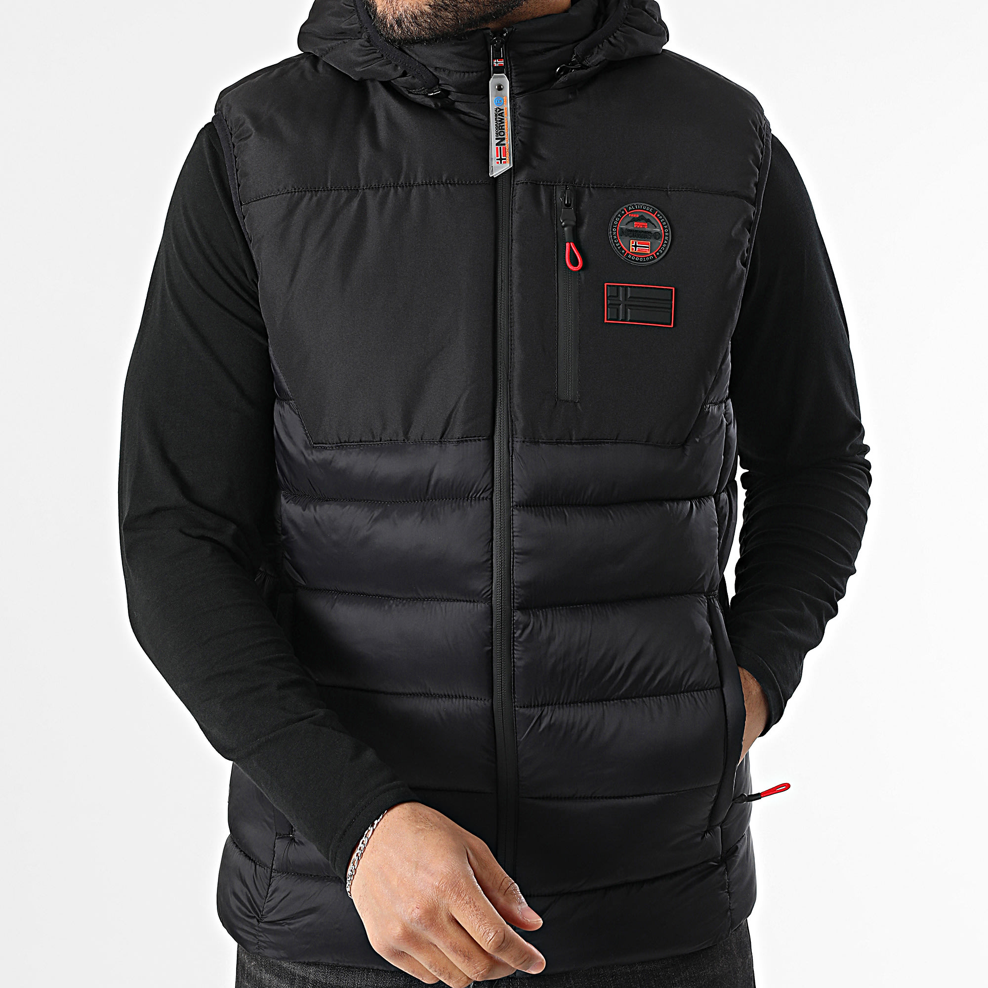 Geographical Norway - Vatilo - Giacca senza maniche con cappuccio nero