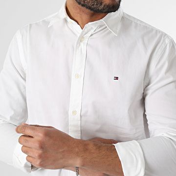 Tommy Hilfiger - Camicia a maniche lunghe Flex Popeline Kent Collar 8137 Bianco