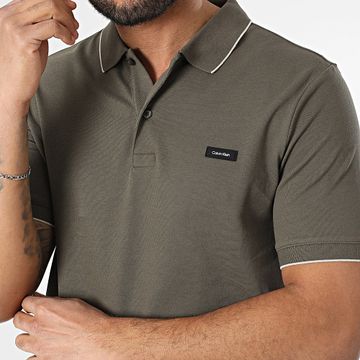 Calvin Klein - Polo manica corta Slim Stretch Piqué Tipping 2751 Verde Khaki