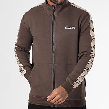 Guess - Giacca con zip a righe Z2YQ10-KB3P2 Marrone