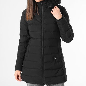 Comme Des Loups - Pelliccia nera Stockholm da donna con cappuccio per riscaldarsi