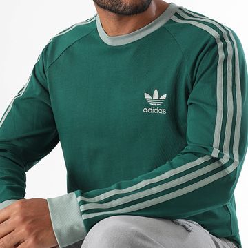 Adidas Originals - Maglietta a maniche lunghe 3 strisce JD0540 Verde scuro