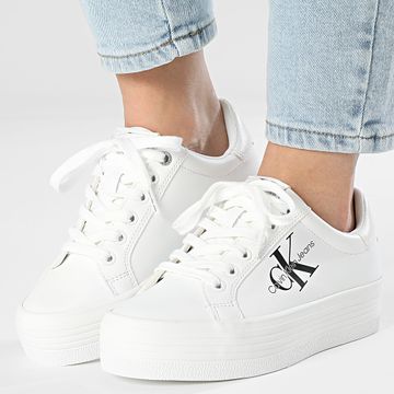 Calvin Klein - Sneakers donna Vulc Plateform Laceup Low Leather 0847 Bright White