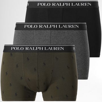 Polo Ralph Lauren - Set di 3 boxer verde kaki grigio antracite nero