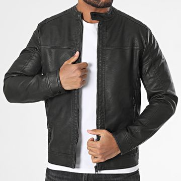 Jack And Jones - Giacca Warner in ecopelle nera