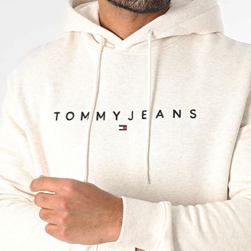 Tommy Jeans - Felpa con cappuccio Linear Logo 0746 Beige Chiné