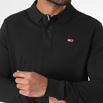 Tommy Jeans - Abbottonatura Slim Polo a manica lunga 0232 Nero