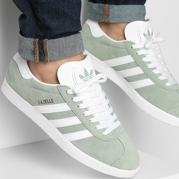 Adidas Originals - Sneakers Gazelle JH5384 Argento Verde Calzature Bianco Oro Metallizzato