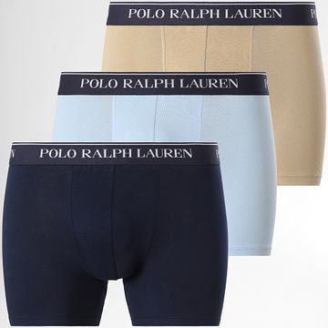 Polo Ralph Lauren - Set di 3 boxer blu navy beige chiaro