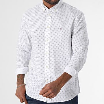 Tommy Hilfiger - Flex Popeline Polka 7554 - Camicia a maniche lunghe bianca