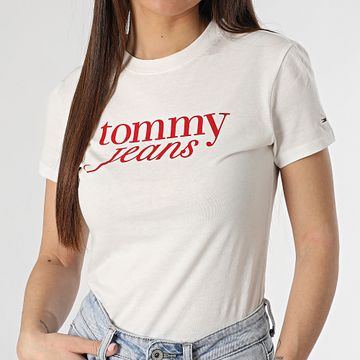 Tommy Jeans - Maglietta donna Essential Logo Slim 9447 Bianco