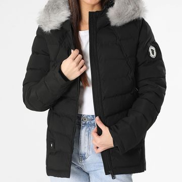 Comme Des Loups - Piumino da donna Budapest nero con cappuccio in pelliccia riscaldante