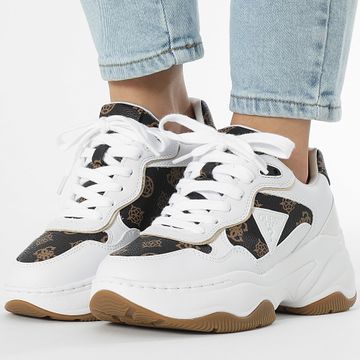 Guess - Sneakers donna FLPHAPFAL12 Bianco Marrone
