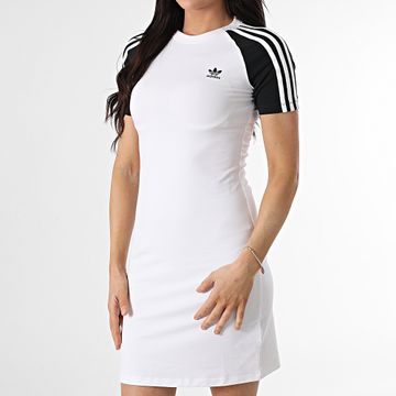 Adidas Originals - Abito donna 3 strisce Tee Shirt a righe JD0837 Bianco